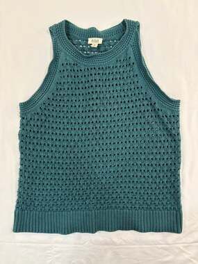 A.N.A Green Knit Crocheted Cotton Blend Tank Top Size medium